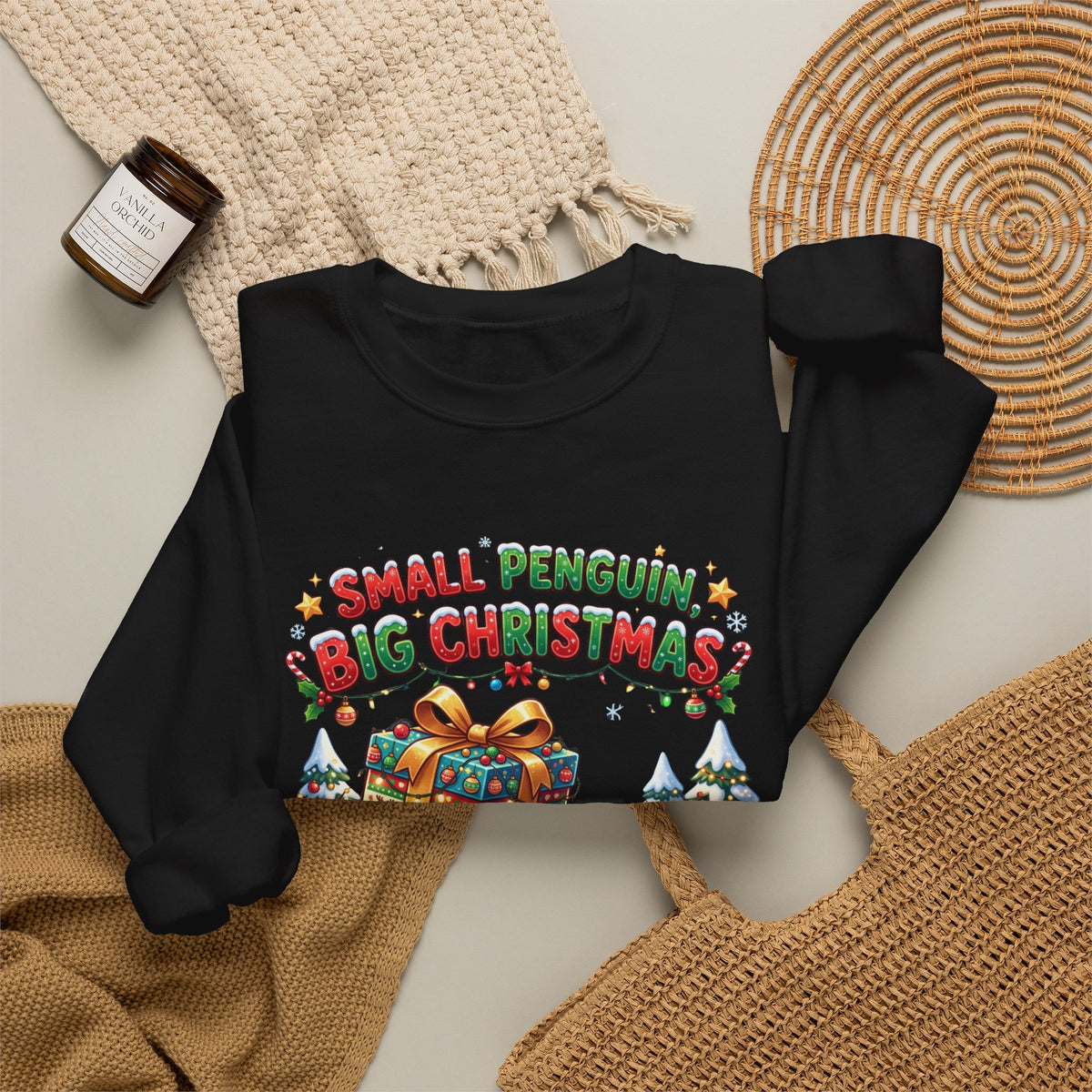 Penguin Christmas Crewneck Sweatshirt — "Small Penguin Big Christmas" Holiday Pullover