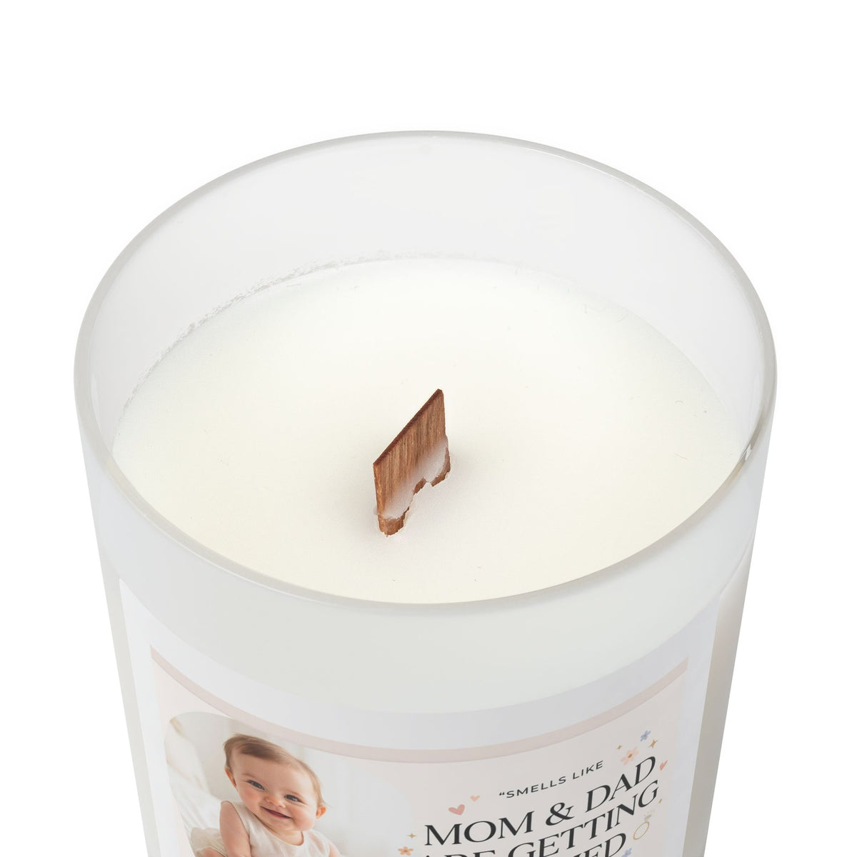 'Mom & Dad Are Getting Married' Frosted Glass Candle — 11oz Announcement Scented Candle