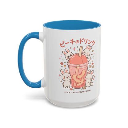 Peach Drink Bunny Mug — Cute Kawaii Coffee Tea Cup (11/15oz)