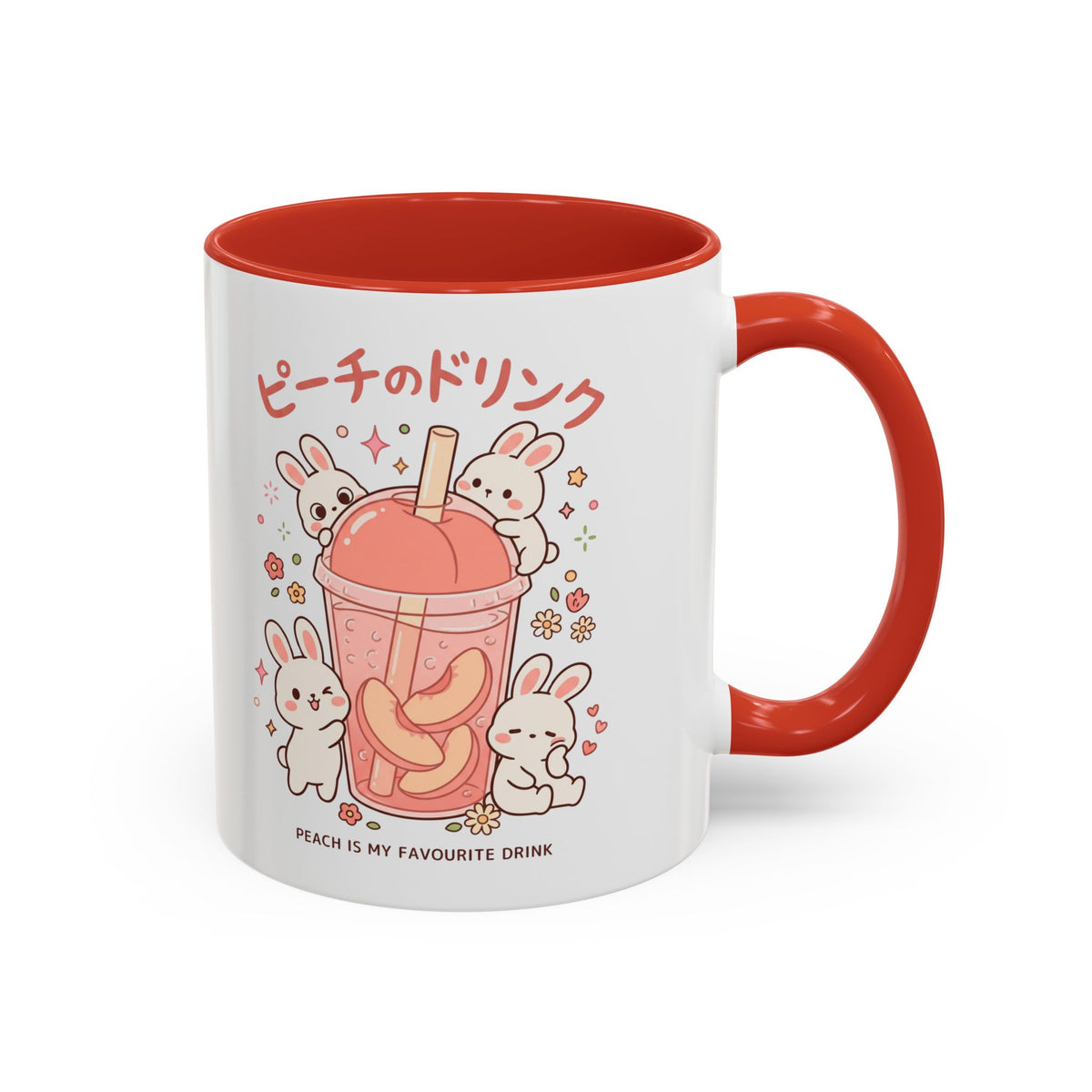 Peach Drink Bunny Mug — Cute Kawaii Coffee Tea Cup (11/15oz)