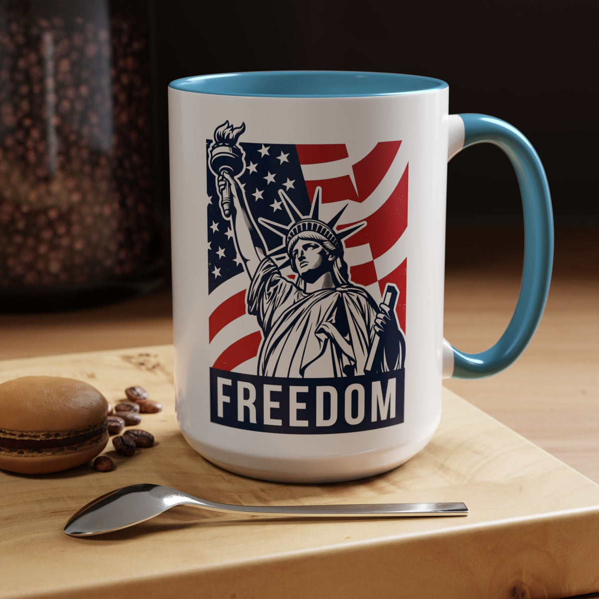Freedom Statue Accent Coffee Mug — Patriotic Liberty 11/15oz