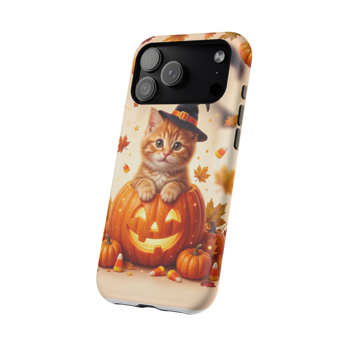 Halloween Kitten Pumpkin Phone Case — Magnetic Impact-Resistant