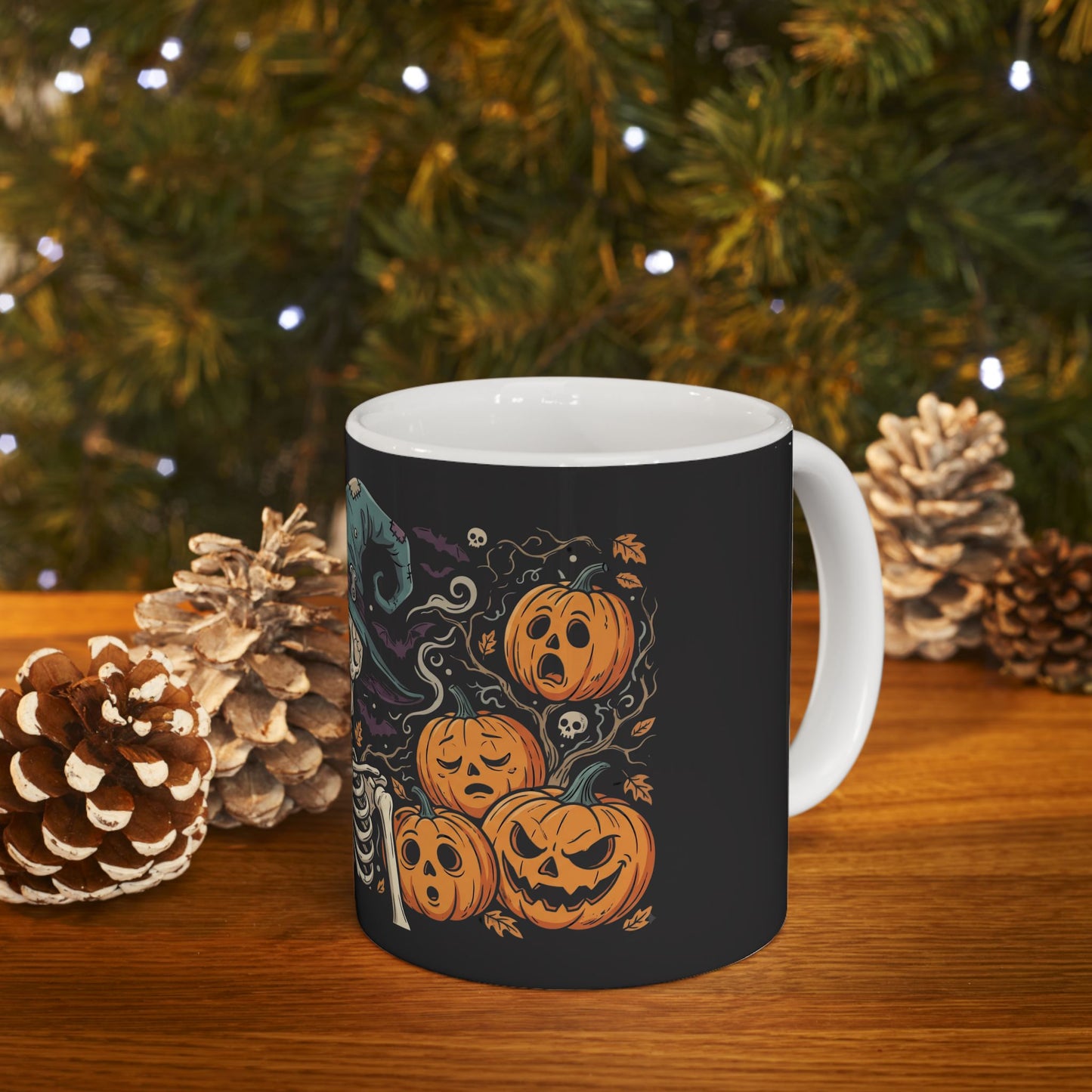 Halloween Skeleton Witch Ceramic Mug (11oz, 15oz)