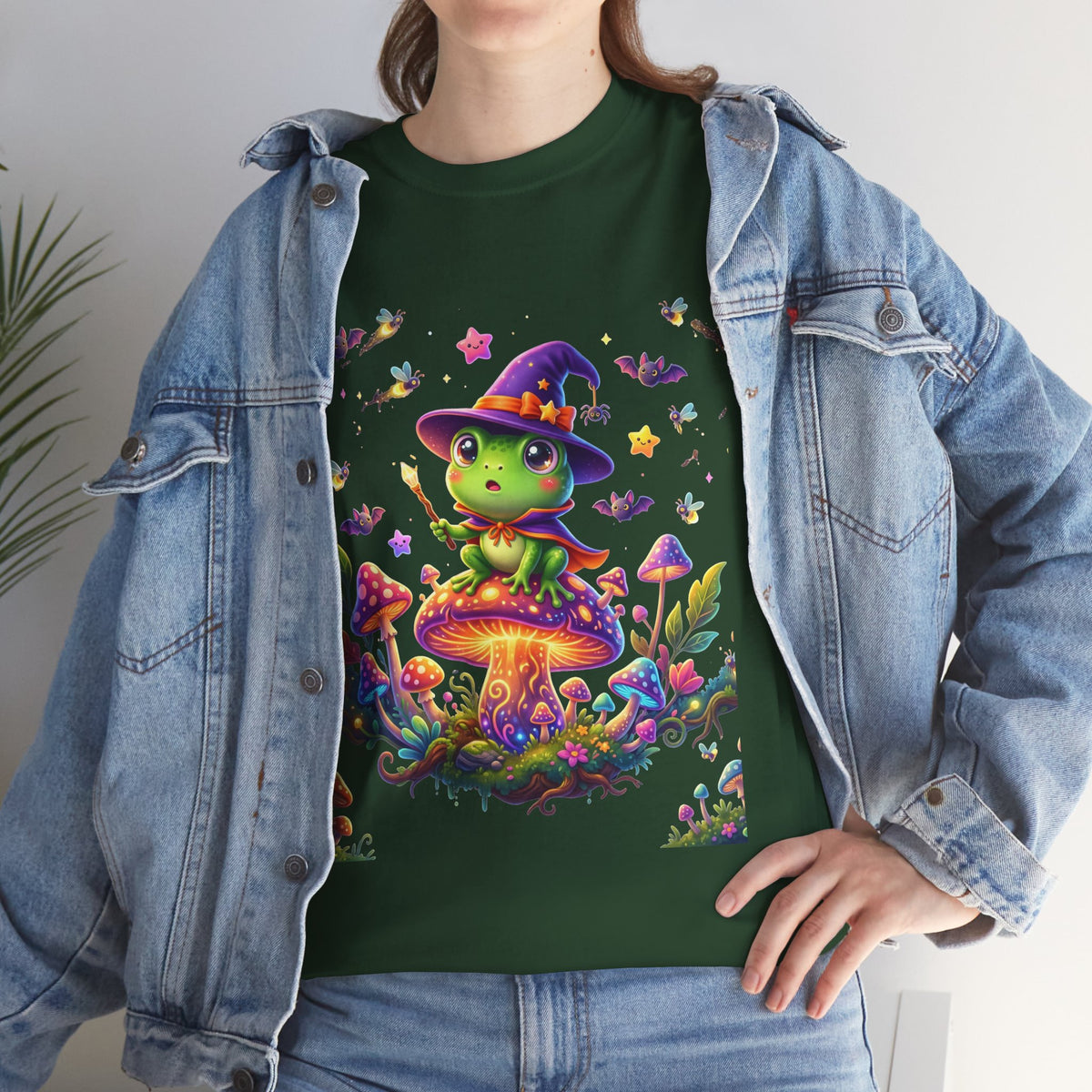 Cute Witch Frog T‑Shirt — Magical Mushroom Halloween Tee
