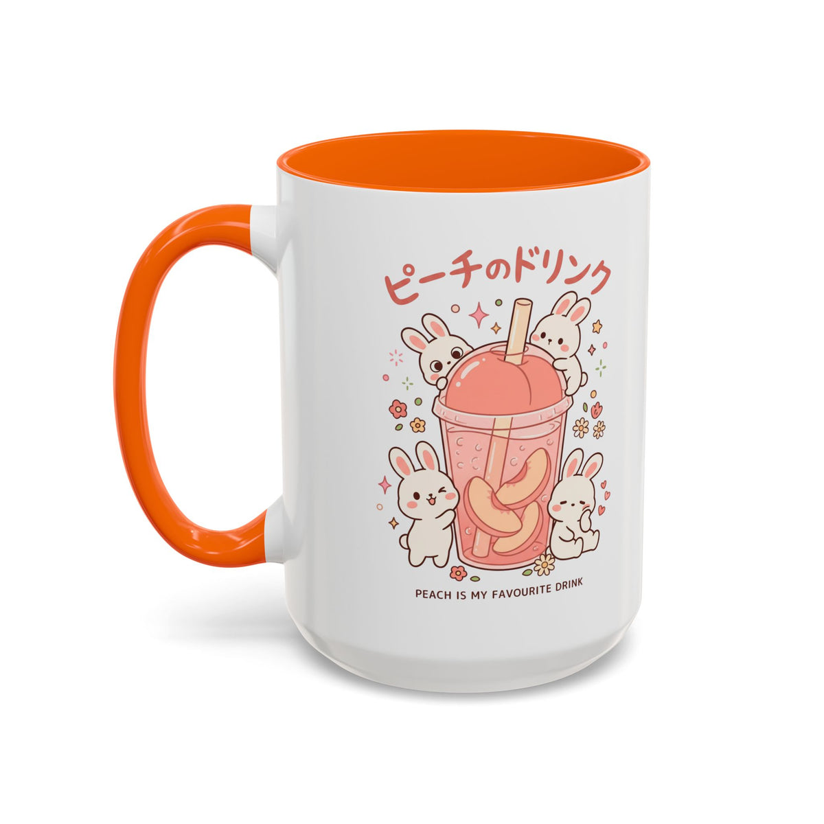 Peach Drink Bunny Mug — Cute Kawaii Coffee Tea Cup (11/15oz)
