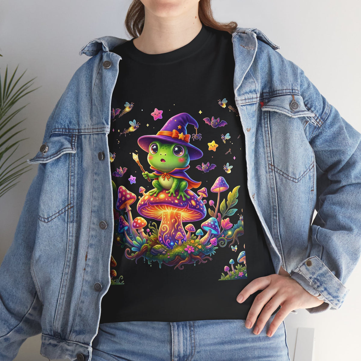 Cute Witch Frog T‑Shirt — Magical Mushroom Halloween Tee