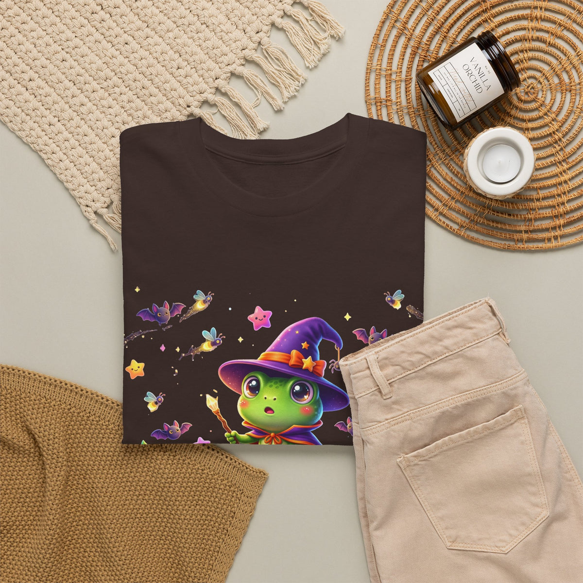 Cute Witch Frog T‑Shirt — Magical Mushroom Halloween Tee