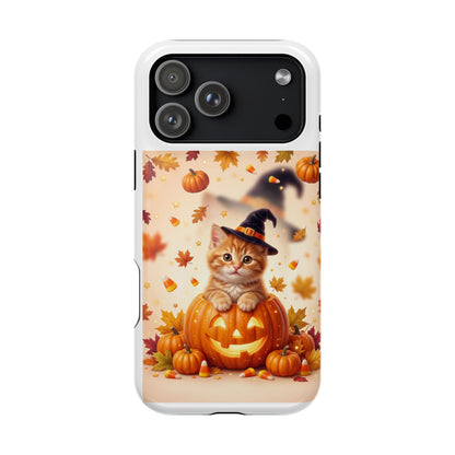 Halloween Kitty Pumpkin Phone Case — Magnetic Impact-Resistant