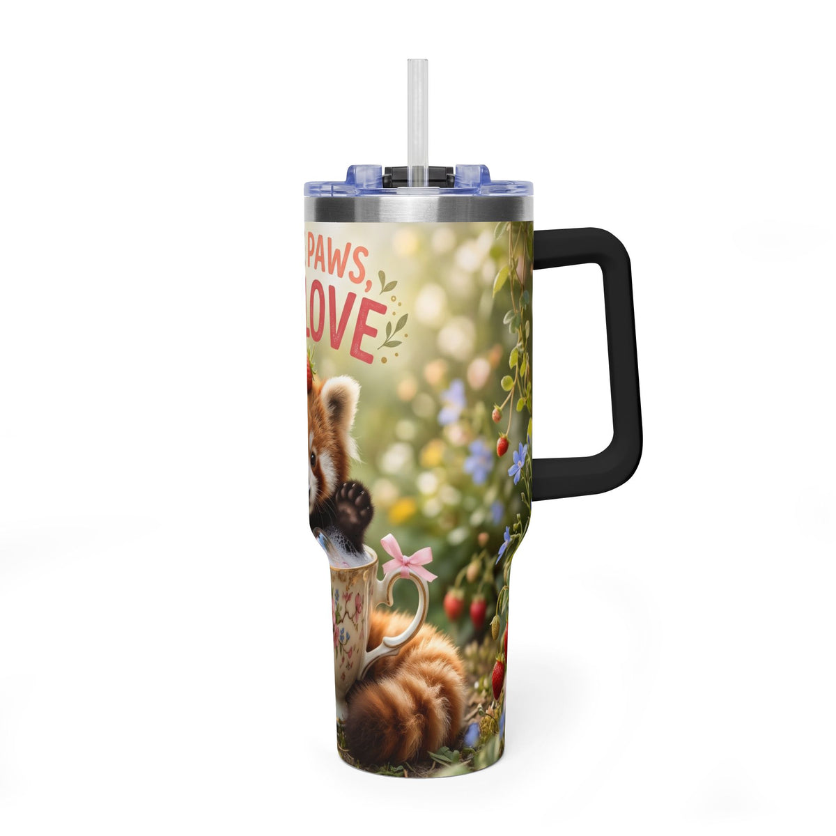 Little Paws Big Love Red Panda 40oz Vacuum Thermal Tumbler