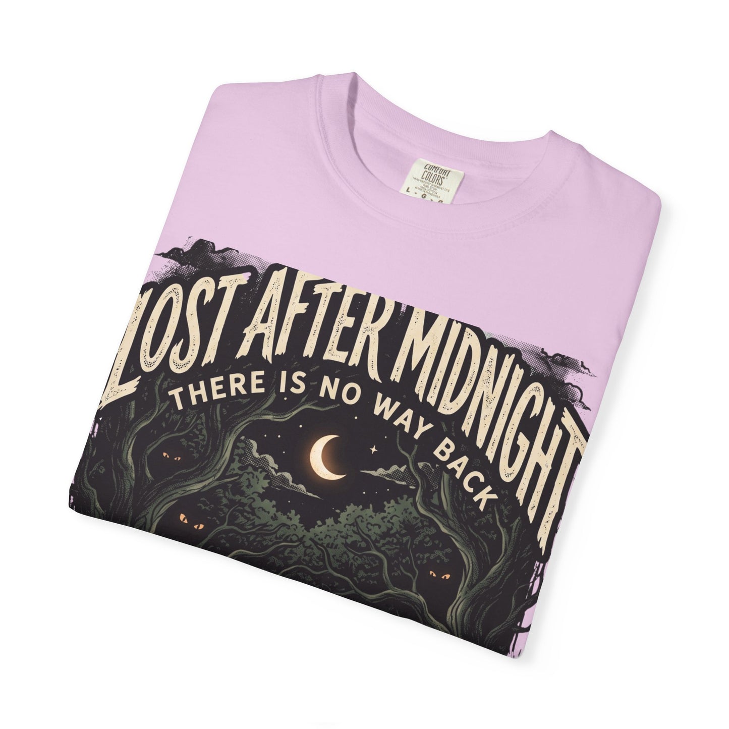 Lost After Midnight T-Shirt — 'There Is No Way Back' Moonlit Forest Tee