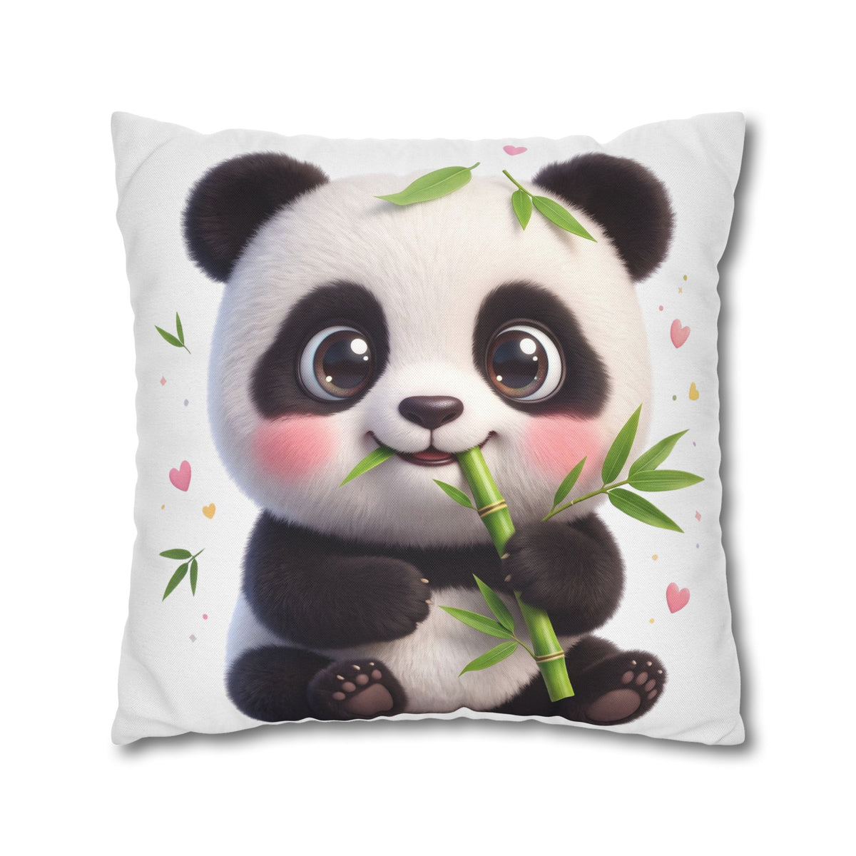 Cute Baby Panda Square Pillowcase — Adorable Bamboo-Eating Plush Decor