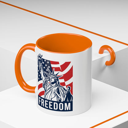 Freedom Statue Accent Coffee Mug — Patriotic Liberty 11/15oz
