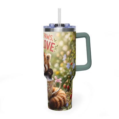 Little Paws Big Love Red Panda 40oz Vacuum Thermal Tumbler