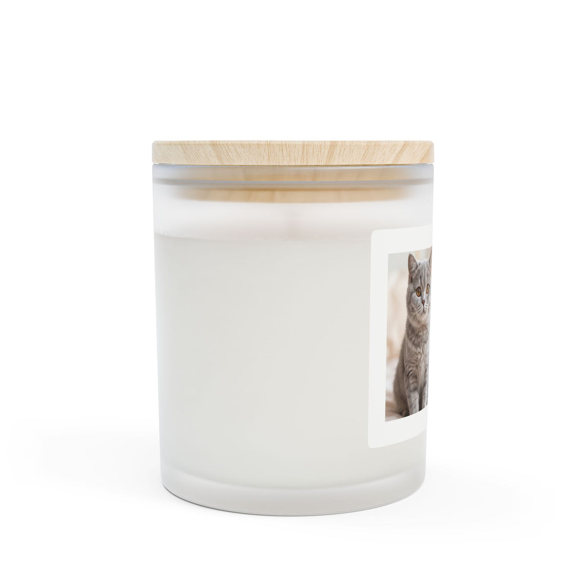 Cat Photo Frosted Glass Candle — “Home Is Better With You” Scented 11oz