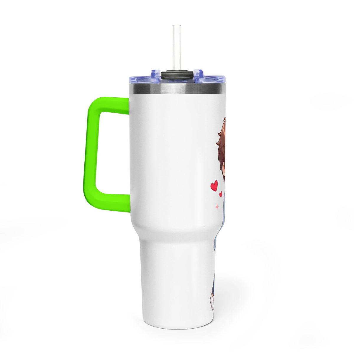 Cute Anime Boy Love Hearts 40oz Travel Tumbler