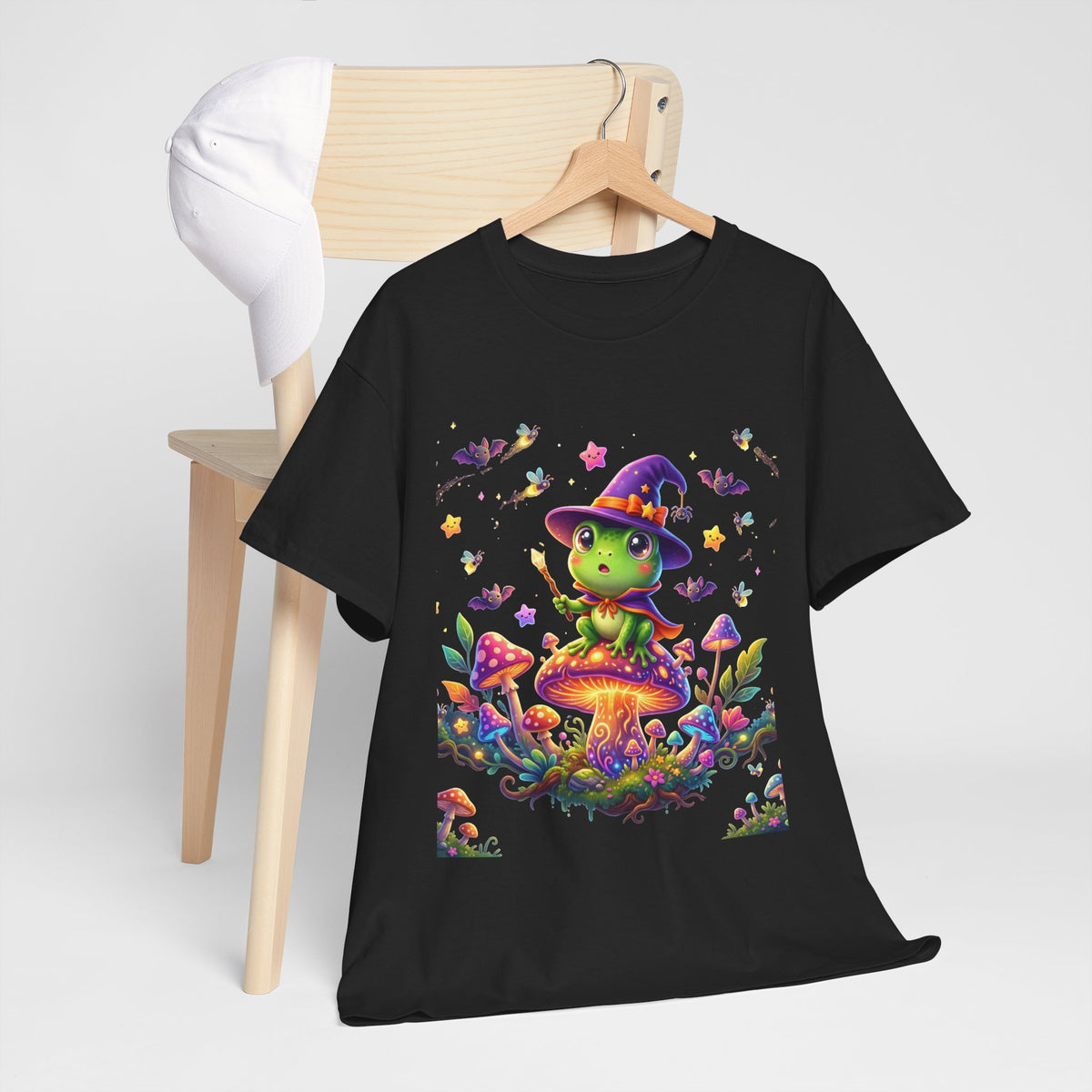 Cute Witch Frog T‑Shirt — Magical Mushroom Halloween Tee