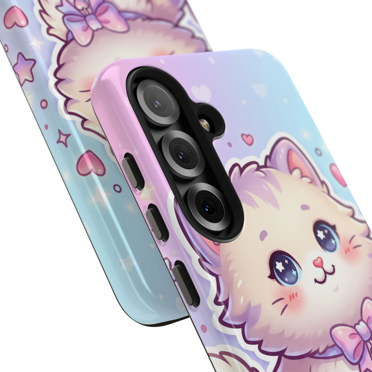 Cute Pastel Kawaii Kitten Tough Phone Case — Cute Cat with Bow Protective Cover