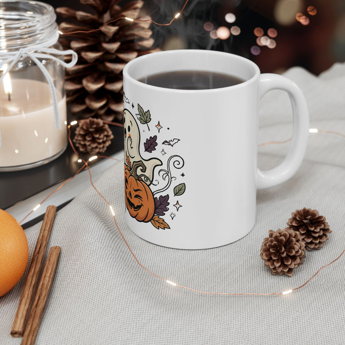 Halloween Ghosts & Jack-O'-Lantern Ceramic Mug (11oz, 15oz)