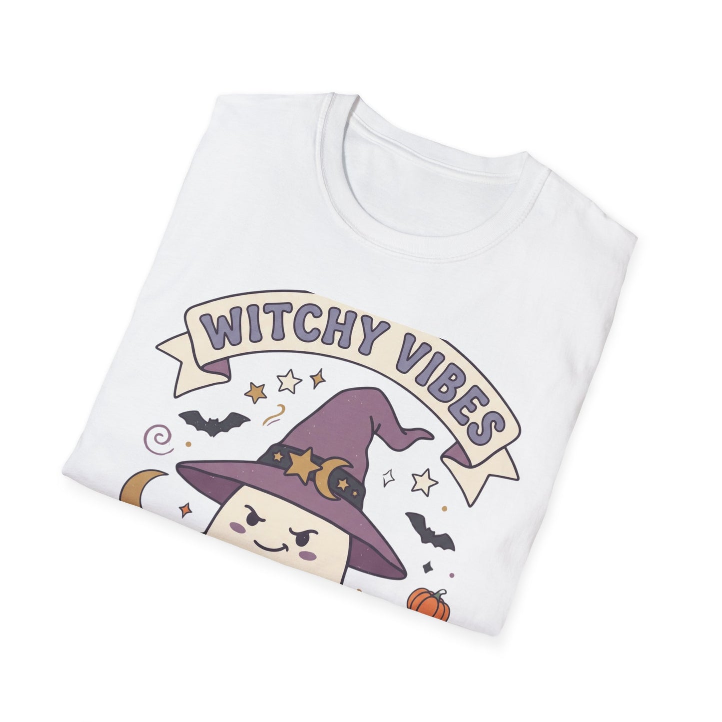 Witchy Vibes T‑Shirt — Cute Ghost Witch Halloween Tee