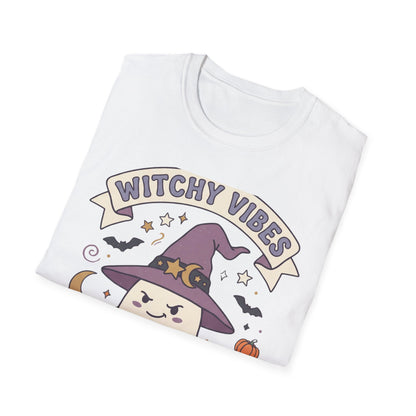 Witchy Vibes T‑Shirt — Cute Ghost Witch Halloween Tee