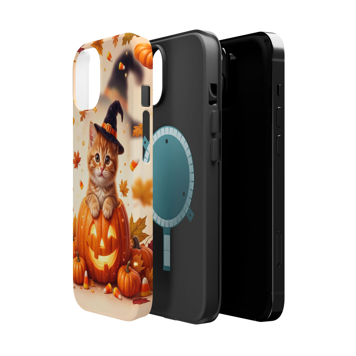 Halloween Kitten Pumpkin Phone Case — Magnetic Impact-Resistant