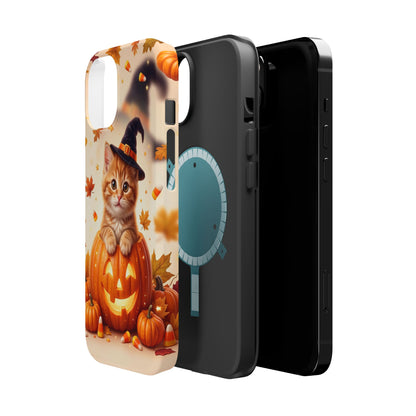 Halloween Kitten Pumpkin Phone Case — Magnetic Impact-Resistant