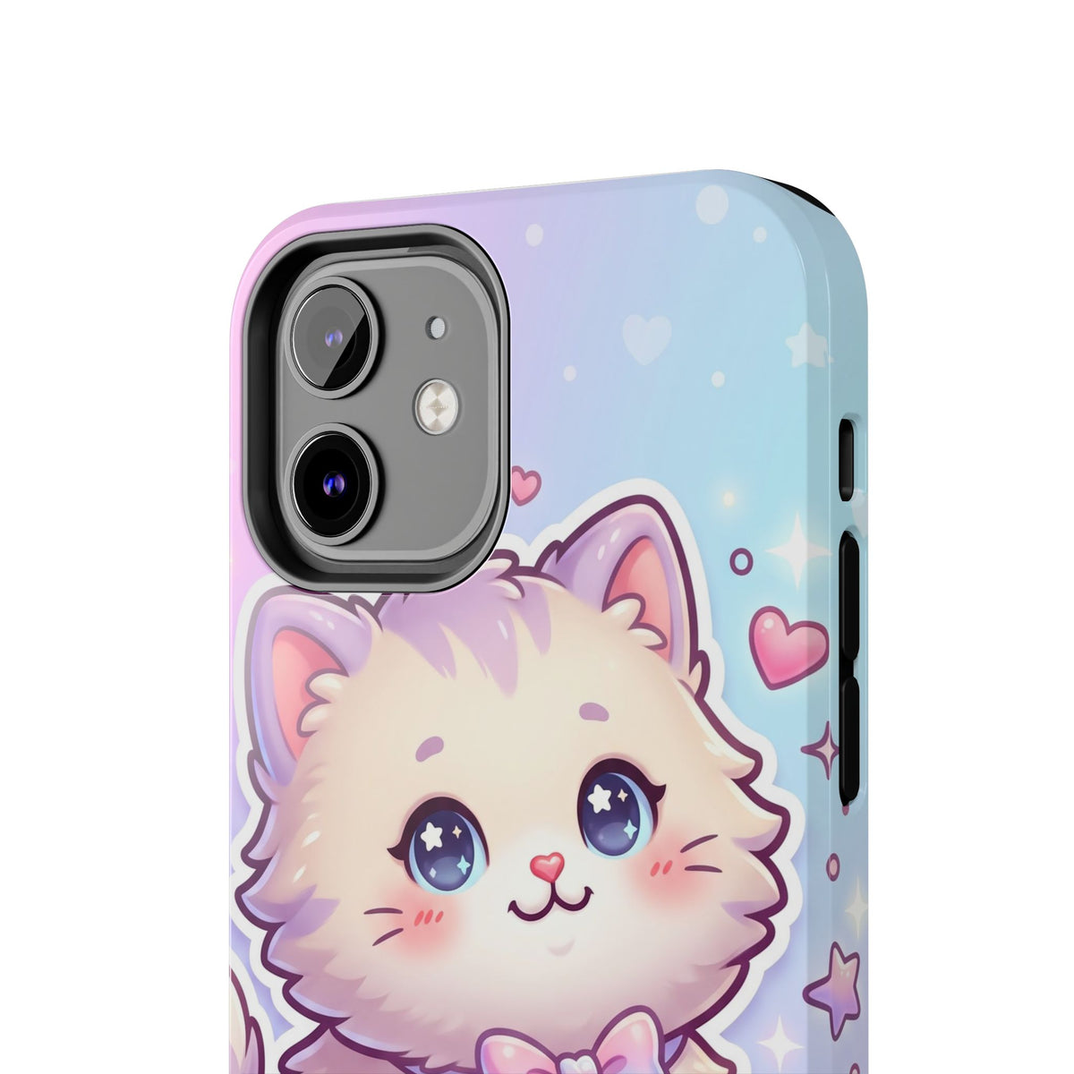 Cute Pastel Kawaii Kitten Tough Phone Case — Cute Cat with Bow Protective Cover