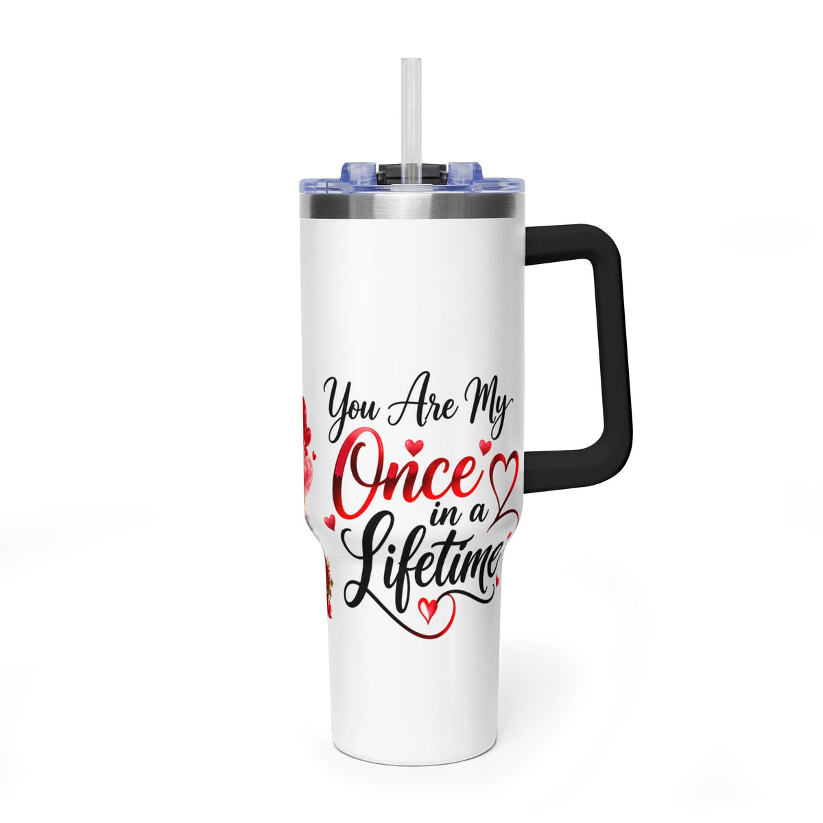 40oz Love-Themed Thermal Tumbler with Handle