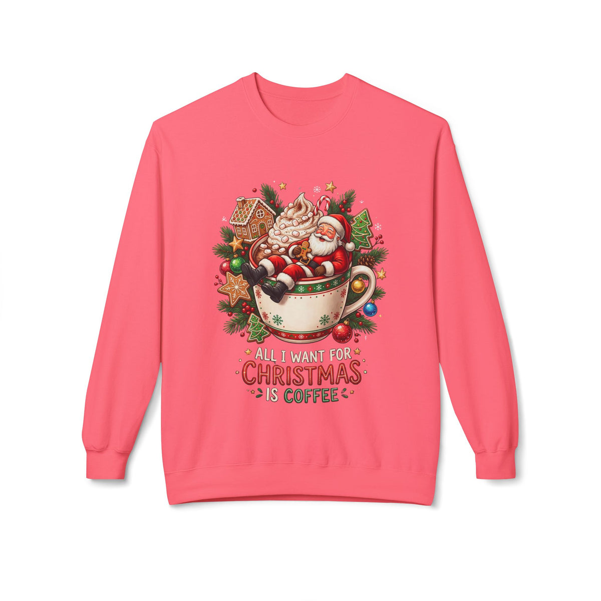 Christmas Coffee Sweatshirt — Santa in Cup Holiday Crewneck