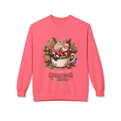Christmas Coffee Sweatshirt — Santa in Cup Holiday Crewneck