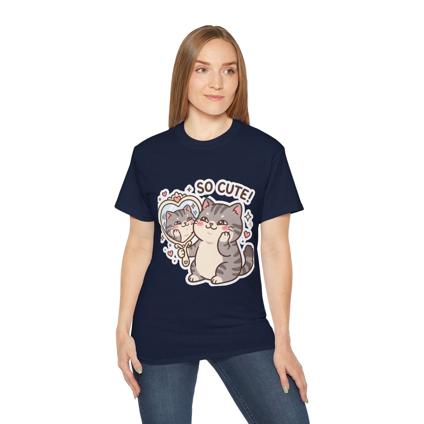 Cute Cat Mirror Tee - "So Cute!" Kawaii Cat T-Shirt