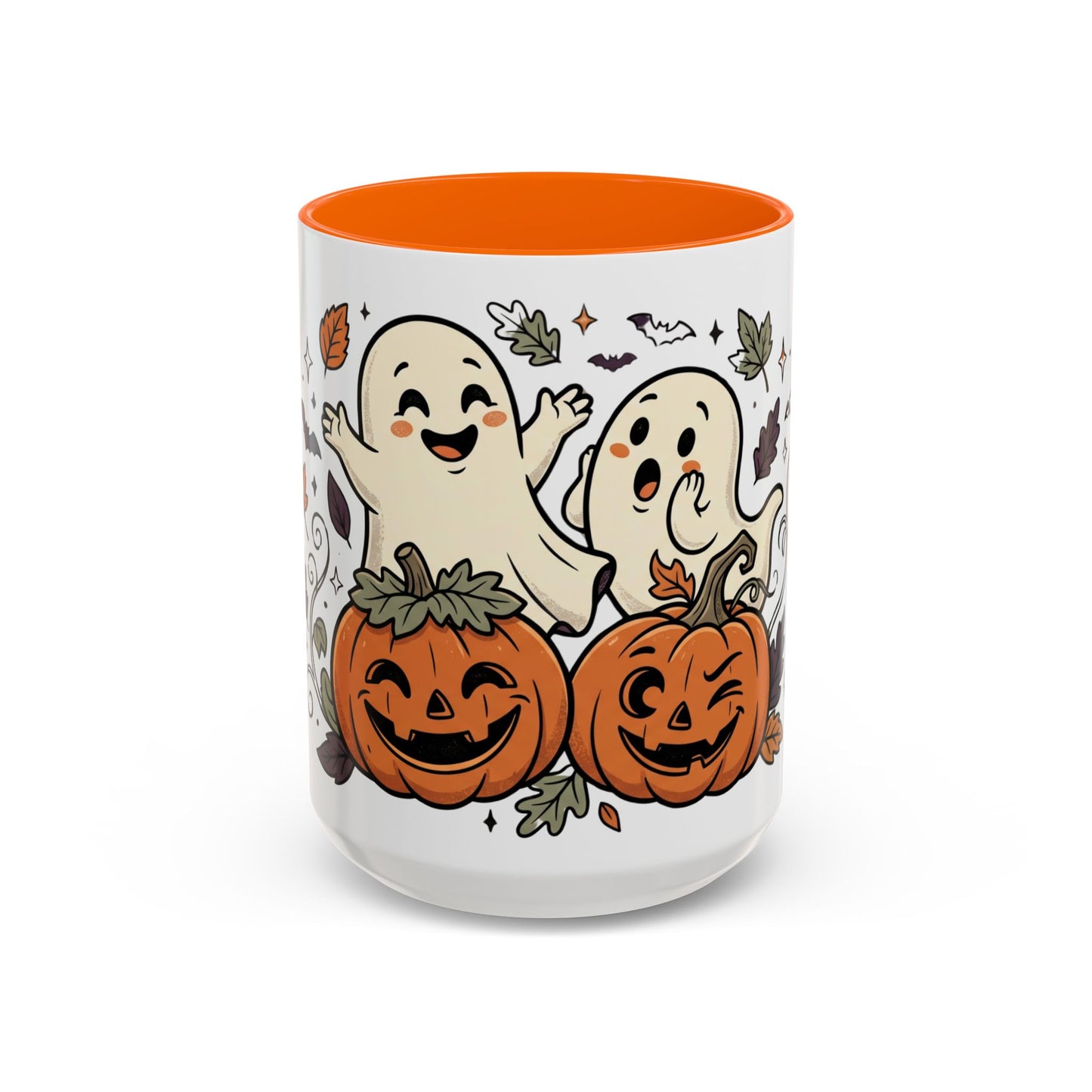 Halloween Ghosts & Pumpkins Coffee Mug — Cute Spooky Accent Mug (11/15oz)
