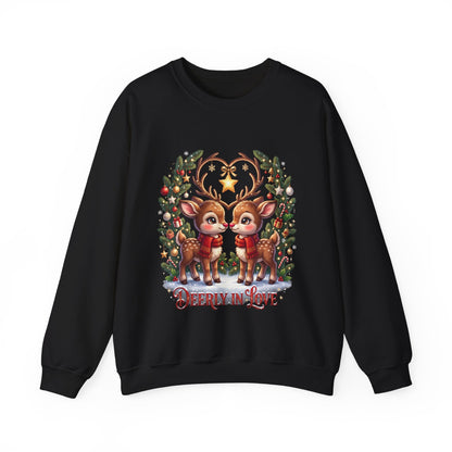Reindeer In Love Sweatshirt – Cute Christmas Couple Deer Holiday Crewneck