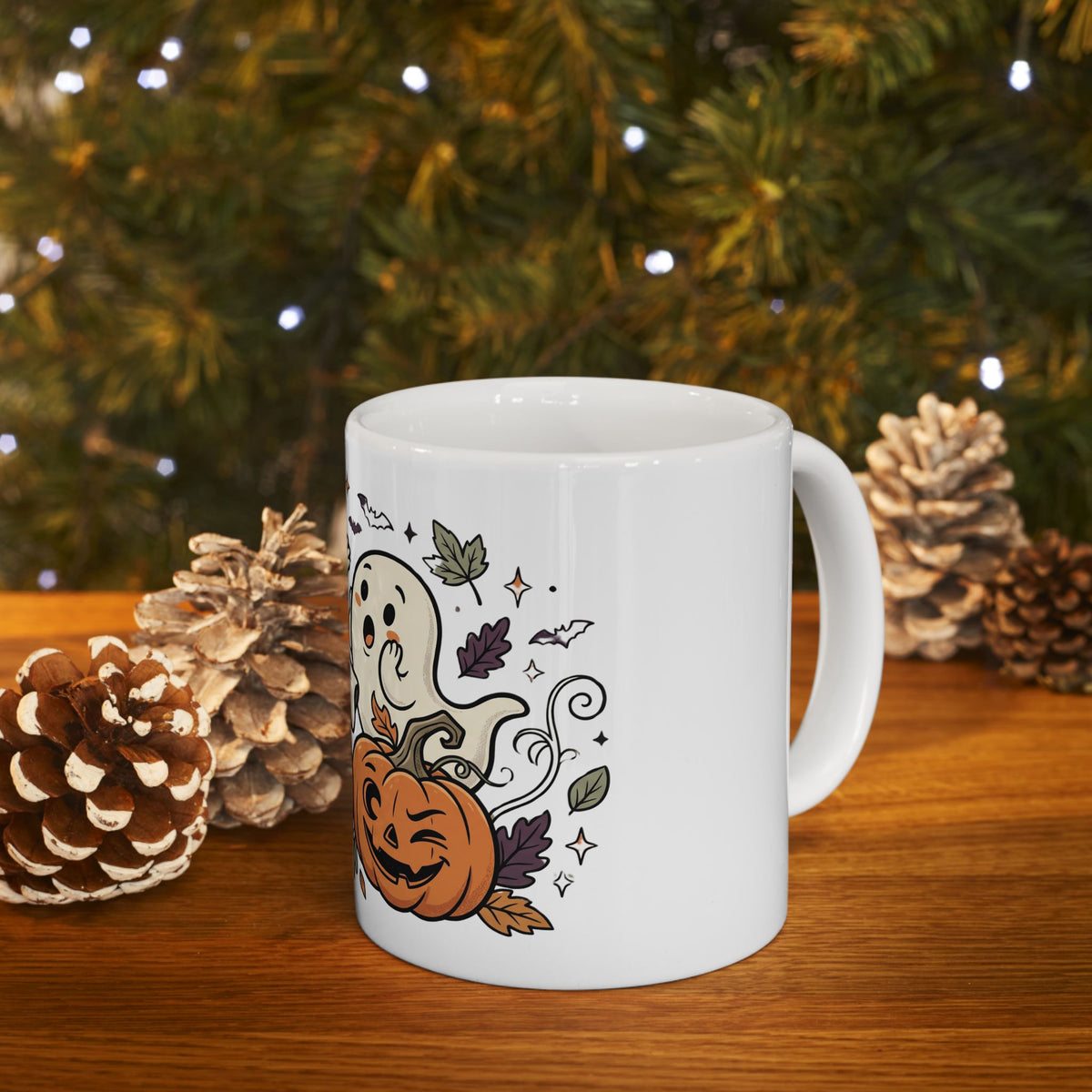 Halloween Ghosts & Jack-O'-Lantern Ceramic Mug (11oz, 15oz)