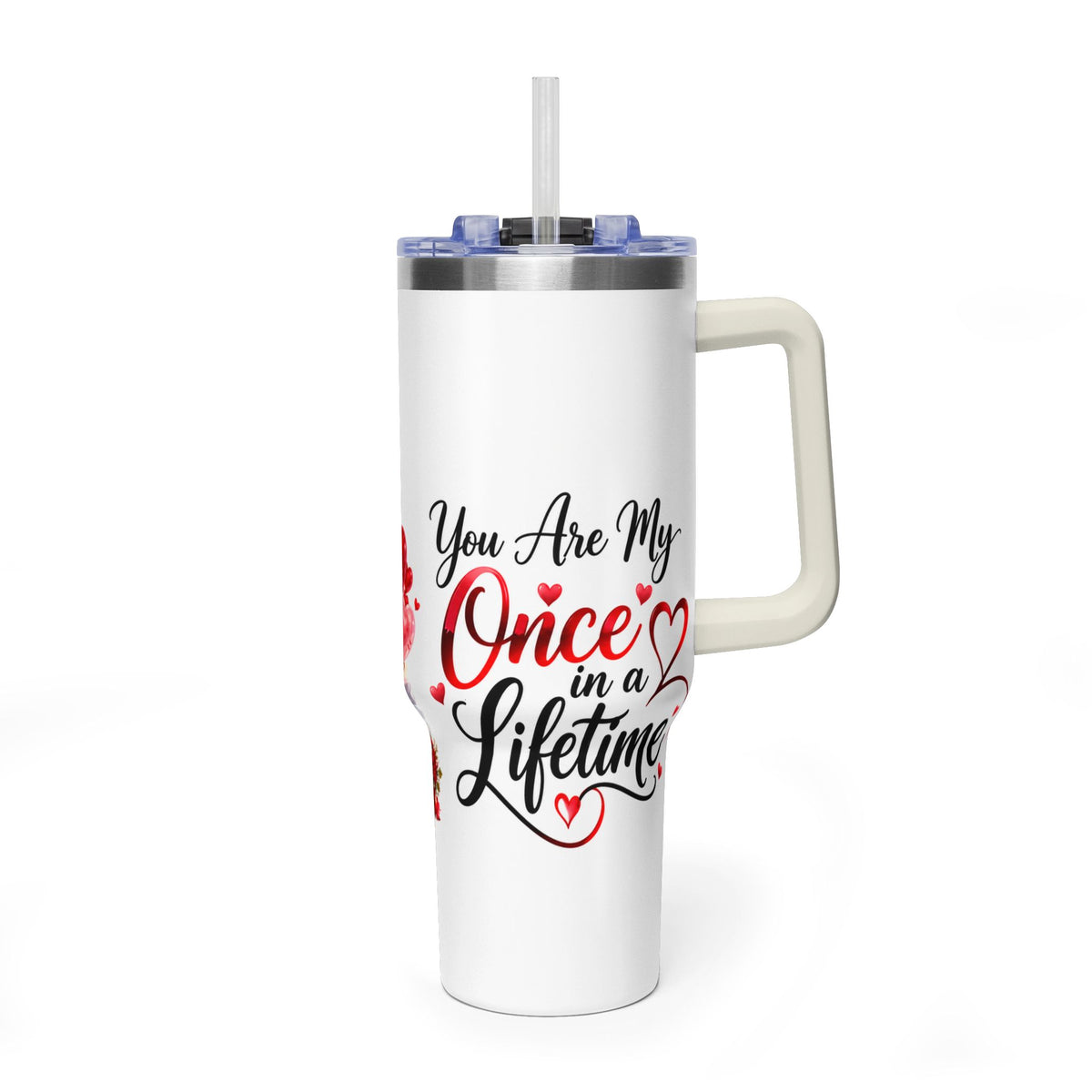 40oz Love-Themed Thermal Tumbler with Handle
