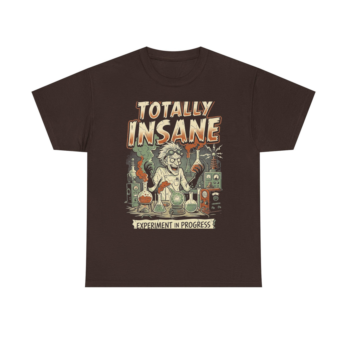 Totally Insane Graphic Tee — Retro Mad Scientist Horror Shirt