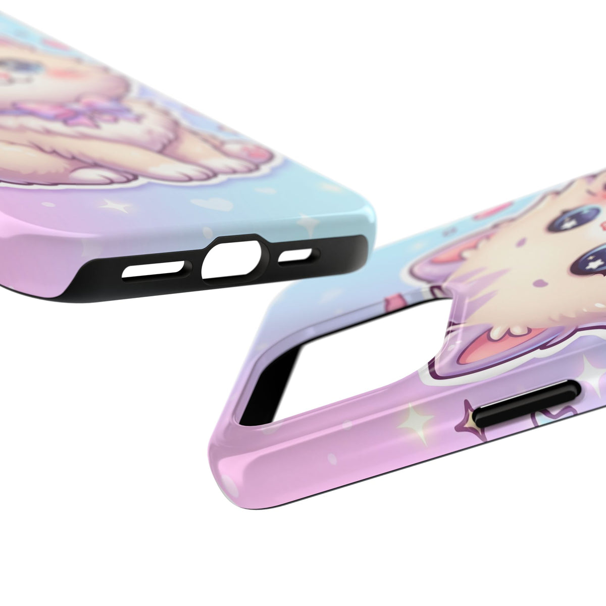 Cute Pastel Kawaii Kitten Tough Phone Case — Cute Cat with Bow Protective Cover