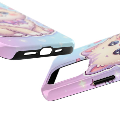 Cute Pastel Kawaii Kitten Tough Phone Case — Cute Cat with Bow Protective Cover