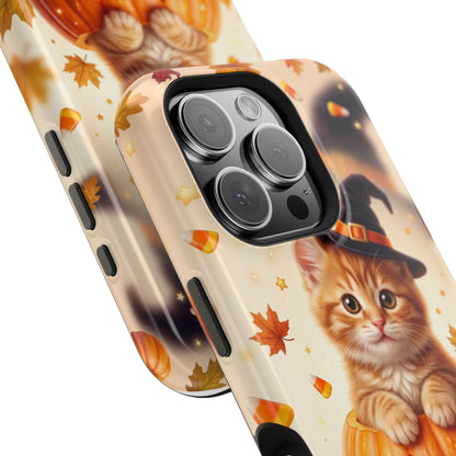 Halloween Kitten Pumpkin Phone Case — Magnetic Impact-Resistant