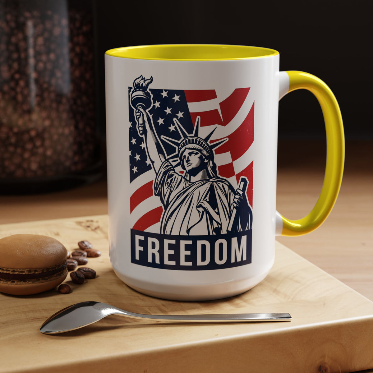 Freedom Statue Accent Coffee Mug — Patriotic Liberty 11/15oz