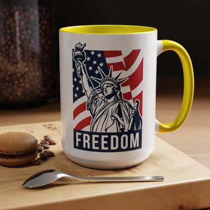 Freedom Statue Accent Coffee Mug — Patriotic Liberty 11/15oz