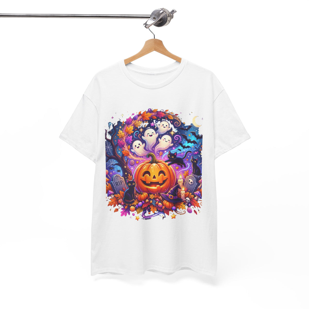 Halloween Pumpkin & Ghosts T-Shirt — Cute Spooky Jack-O'-Lantern Tee