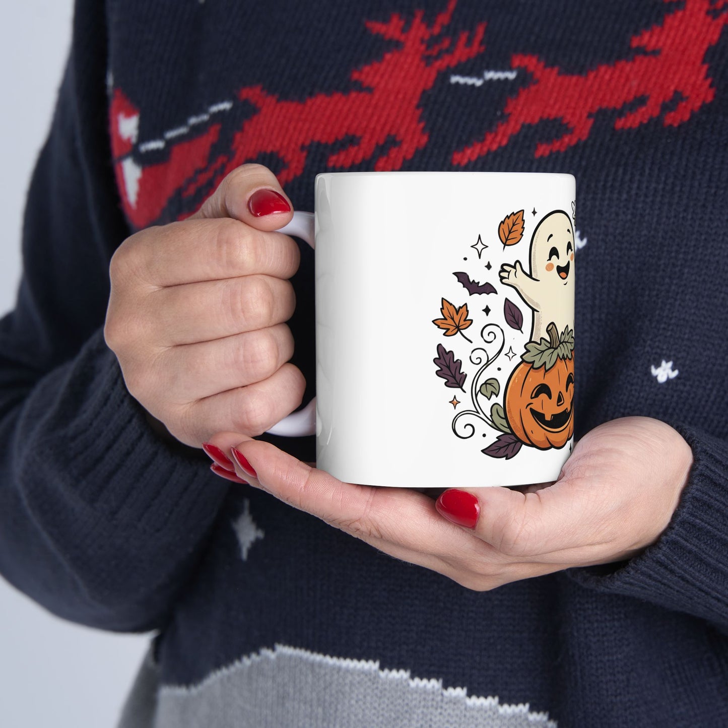 Halloween Ghosts & Jack-O'-Lantern Ceramic Mug (11oz, 15oz)