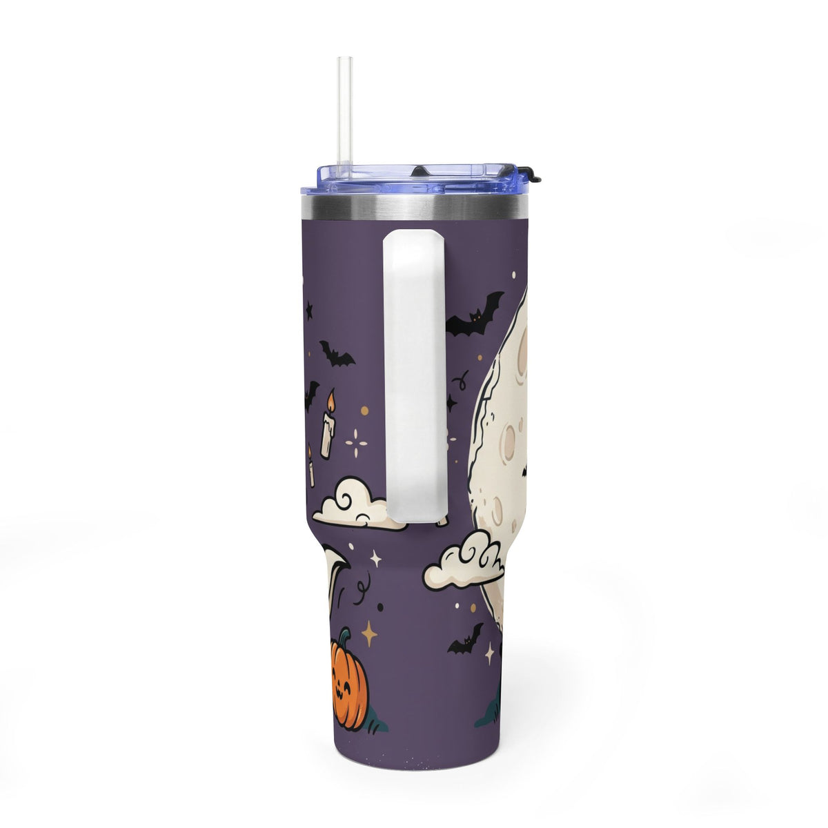 40oz Halloween Ghost Thermal Tumbler with Pumpkin and Black Cat