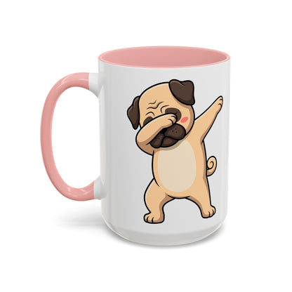 Dabbing Pug Coffee Mug — Cute Dog Accent Mug (11/15 oz)