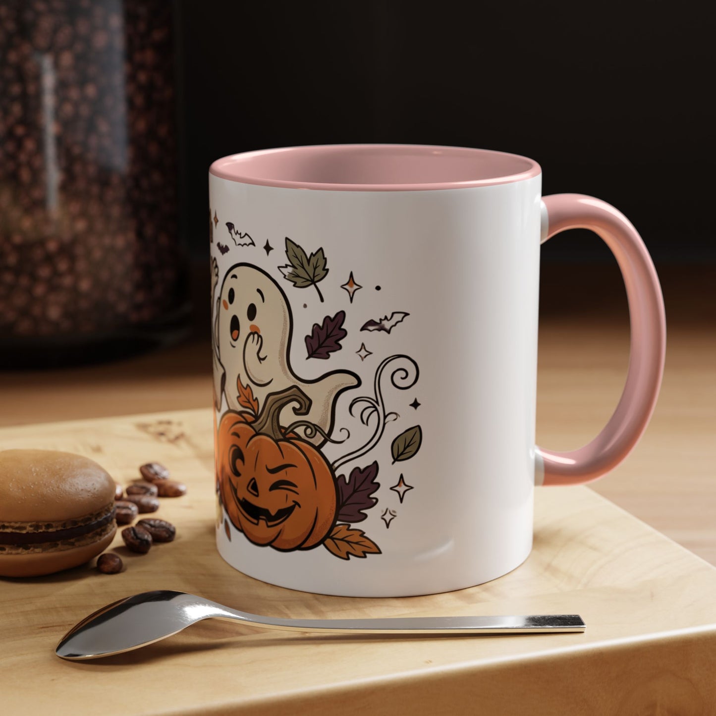 Halloween Ghosts & Pumpkins Coffee Mug — Cute Spooky Accent Mug (11/15oz)