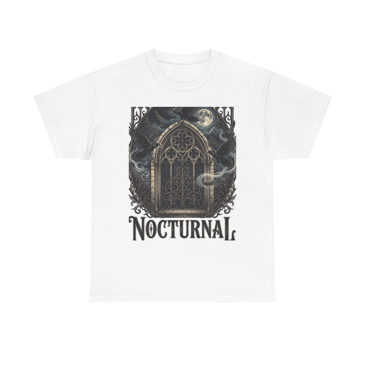Nocturnal Gothic Tee — Moonlit Cathedral Night Owl Graphic T-Shirt
