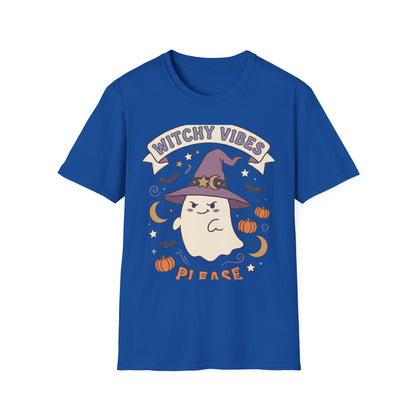 Witchy Vibes T‑Shirt — Cute Ghost Witch Halloween Tee