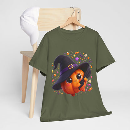 Pumpkin Witch T-Shirt — Cute Halloween Jack-o'-Lantern with Witch Hat