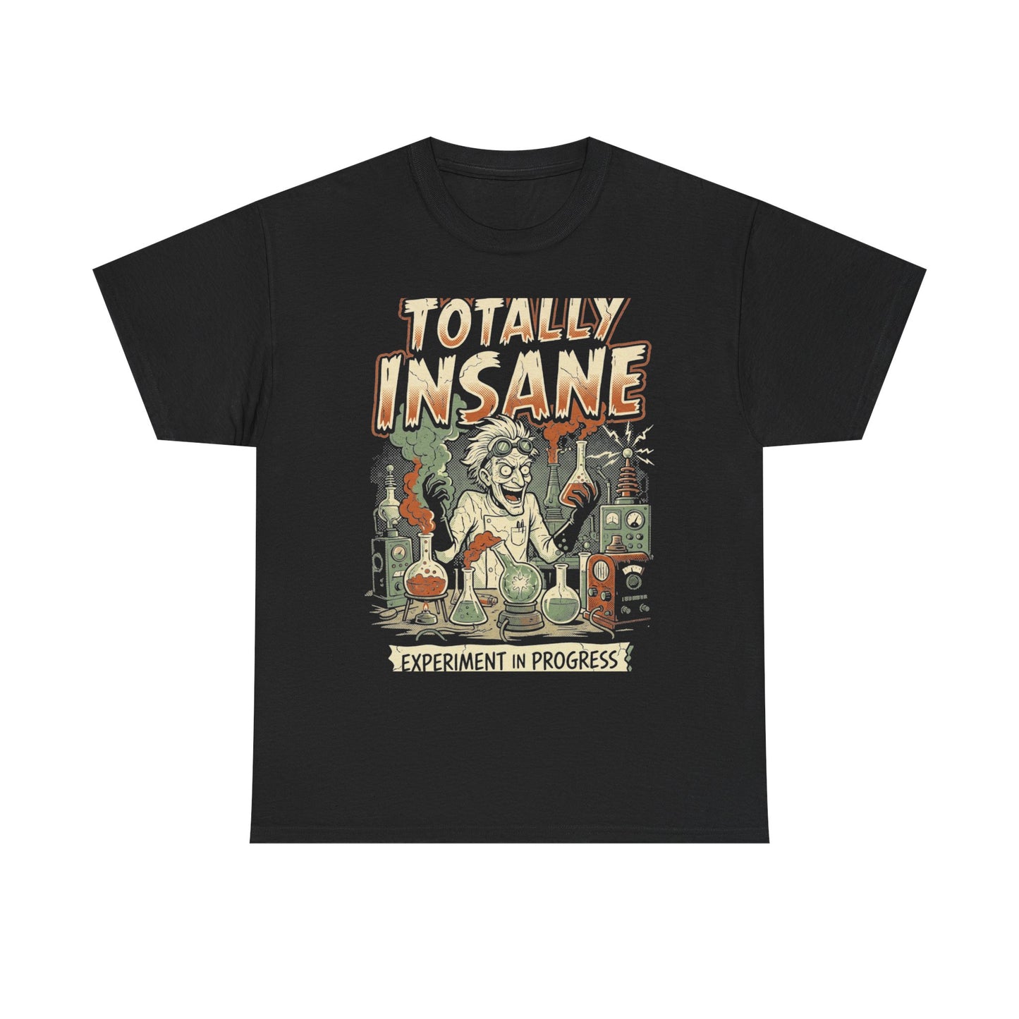 Totally Insane Graphic Tee — Retro Mad Scientist Horror Shirt